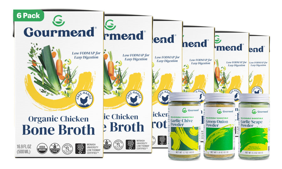 Foodie Bundle: 6 Chicken Broths, Garlic Chive Powder, Green Onion Powder, Garlic Scape Powder